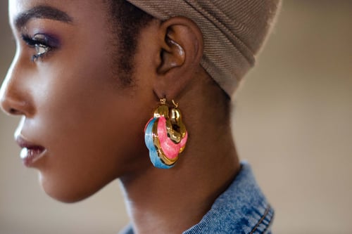 Image of Akayla Puffy Cloud Enamel Gold Tone Earrings