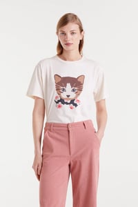 Image 2 of Camiseta 100% algodón con estampado de gatito