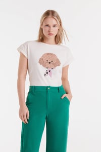 Image 1 of Camiseta 100% algodón con estampado de caniche