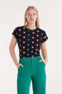 Image 1 of Camiseta 100% algodón con estampado de Corazones
