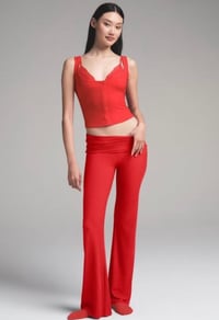 Image 1 of SKIMS-  SOFT LOUNGE COTTON RIB FOLD OVER PANTS- CHERRY