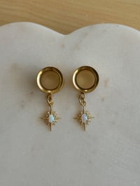 Image 1 of Fire Opal Starburst Dangles (Gold)