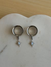 Image 1 of Fire Opal Starburst Dangles (Silver)