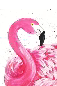 Vibrant Pink Flamingo Acrylic Painting