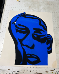 Blue Face (coffee stained)