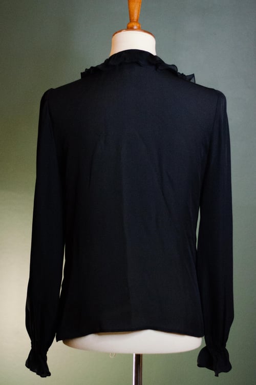 Image of Vintage Neiman Marcus Silk Semi Sheer Ruffle Front Blouse