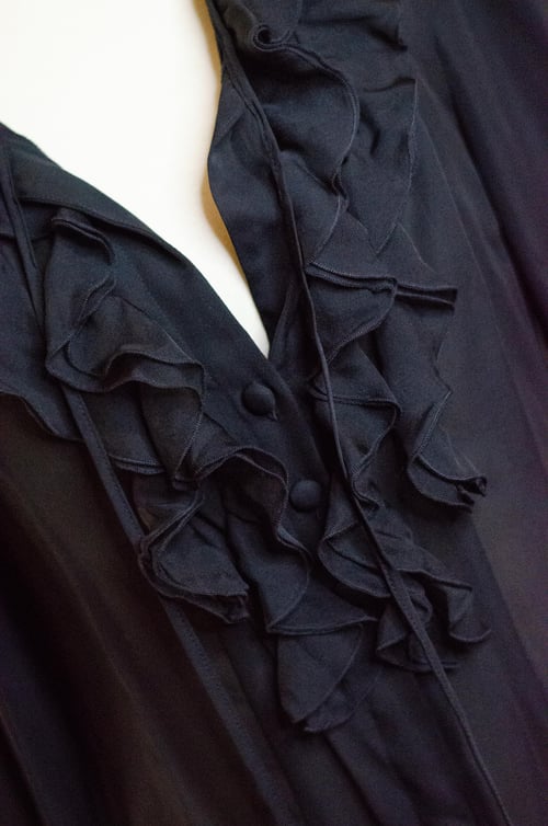Image of Vintage Neiman Marcus Silk Semi Sheer Ruffle Front Blouse