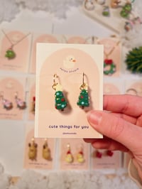 Image 4 of Winter miniature dangle earrings - tiny food, christmas tree, cozy animals