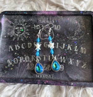 Image of Blue Diamond Snake Vertebrae Earrings