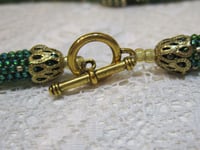 Image 4 of Bouquet of Posies Beadwoven Necklace Vintage Glass Floral Victorian Pendant Artisan Made Necklace