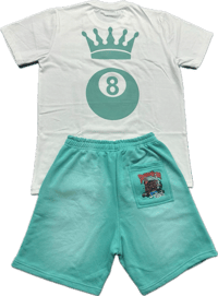 Image 2 of MEN “TBW”FADED TEAL SHORT SET