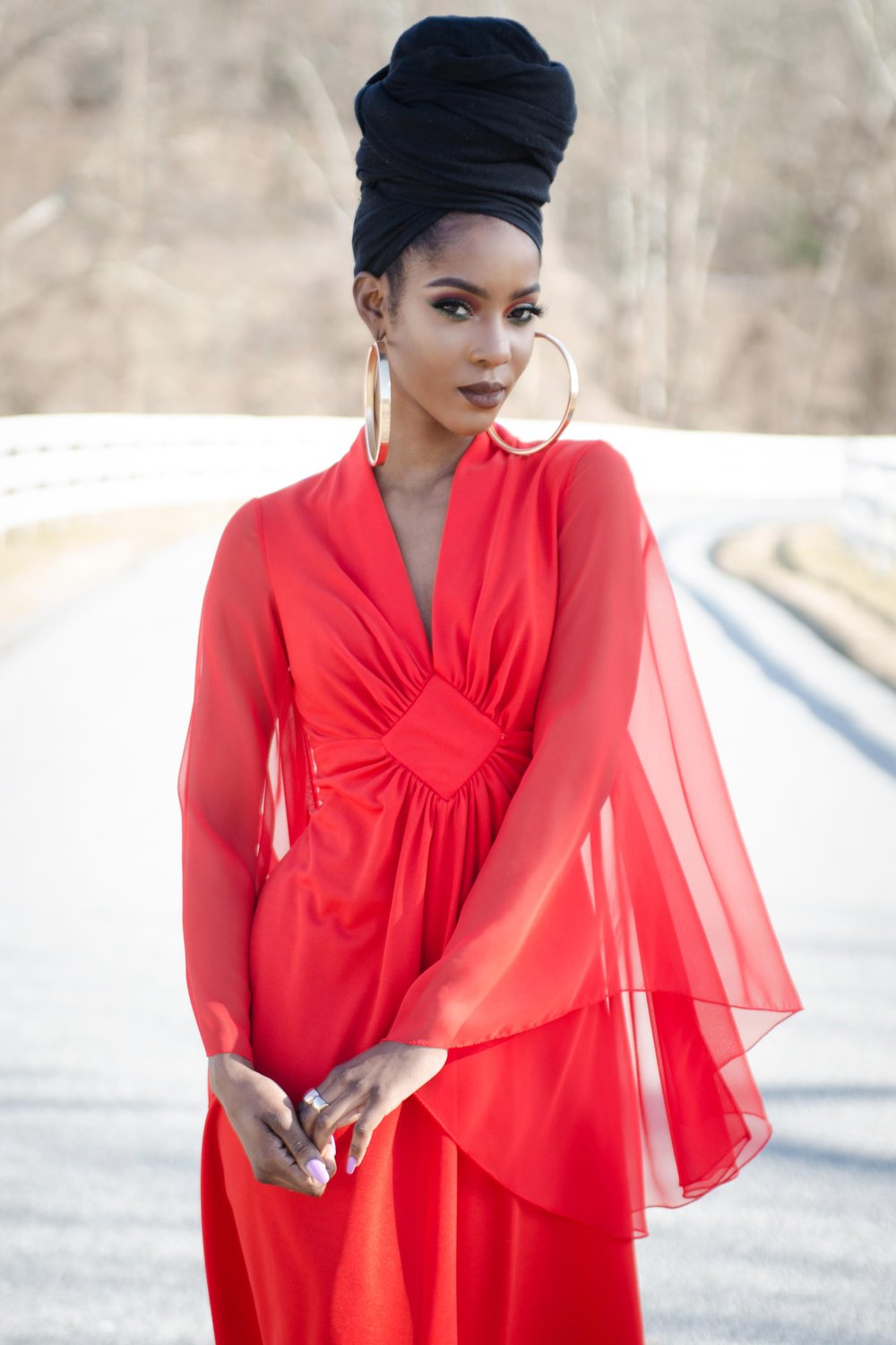 Image of Vintage 1970's La Charmante Red Goddess Dress