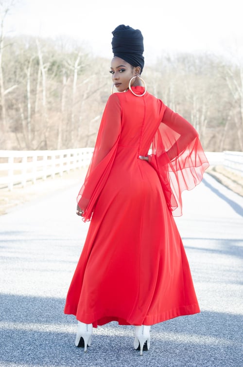Image of Vintage 1970's La Charmante Red Goddess Dress