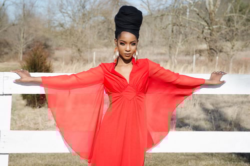 Image of Vintage 1970's La Charmante Red Goddess Dress