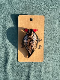 Image 1 of Murano-Style Black w/Glittery Copper Swirls Petal Pendant