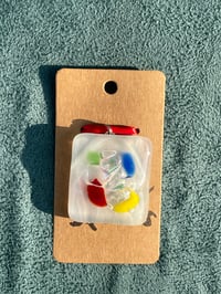 Glass White Square Rainbow Puddle Tile Pendant