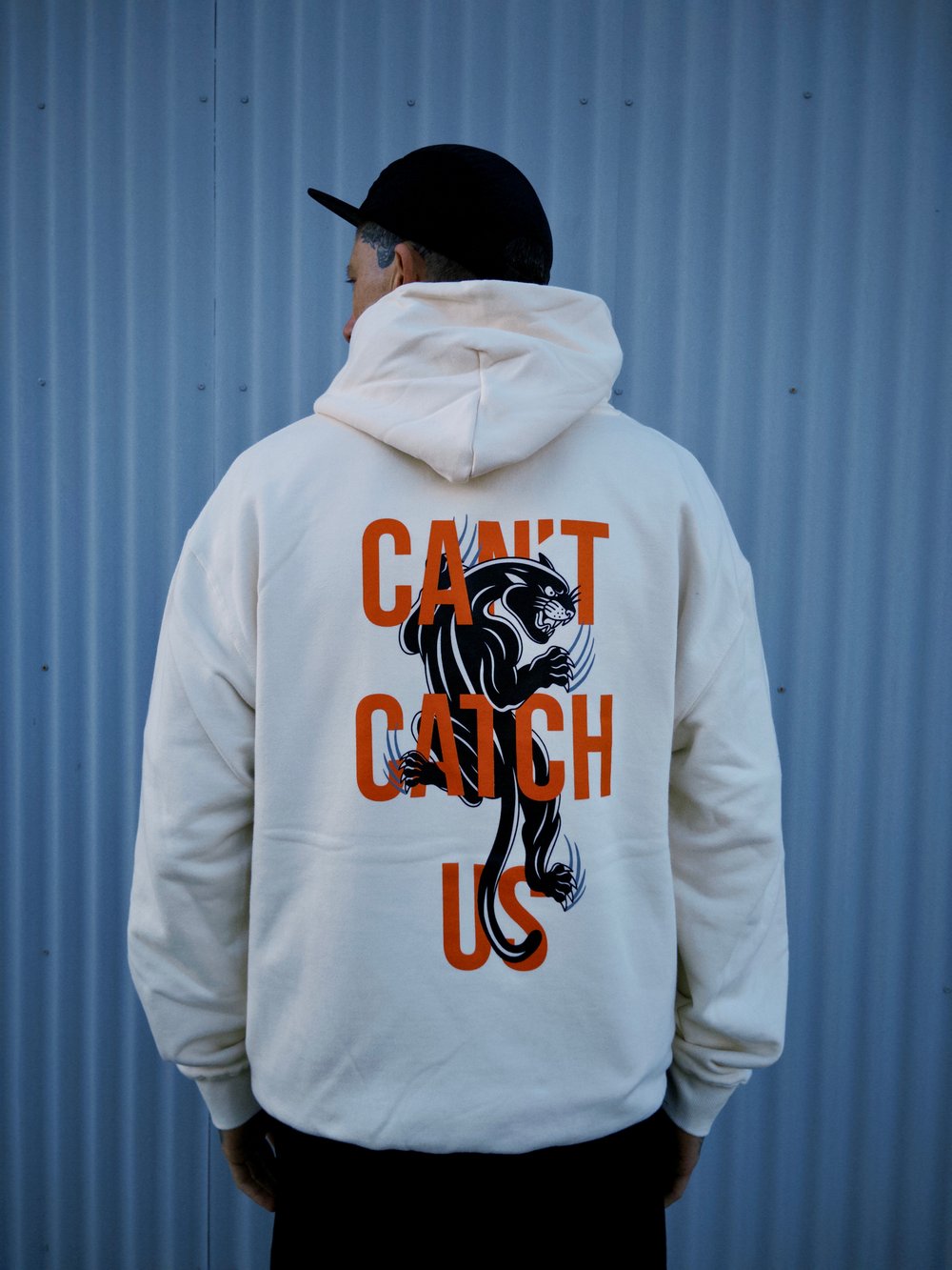 Image of Panther Can't Catch Us - Cream - Trainer Hoodie Ultra Heavy Weight 