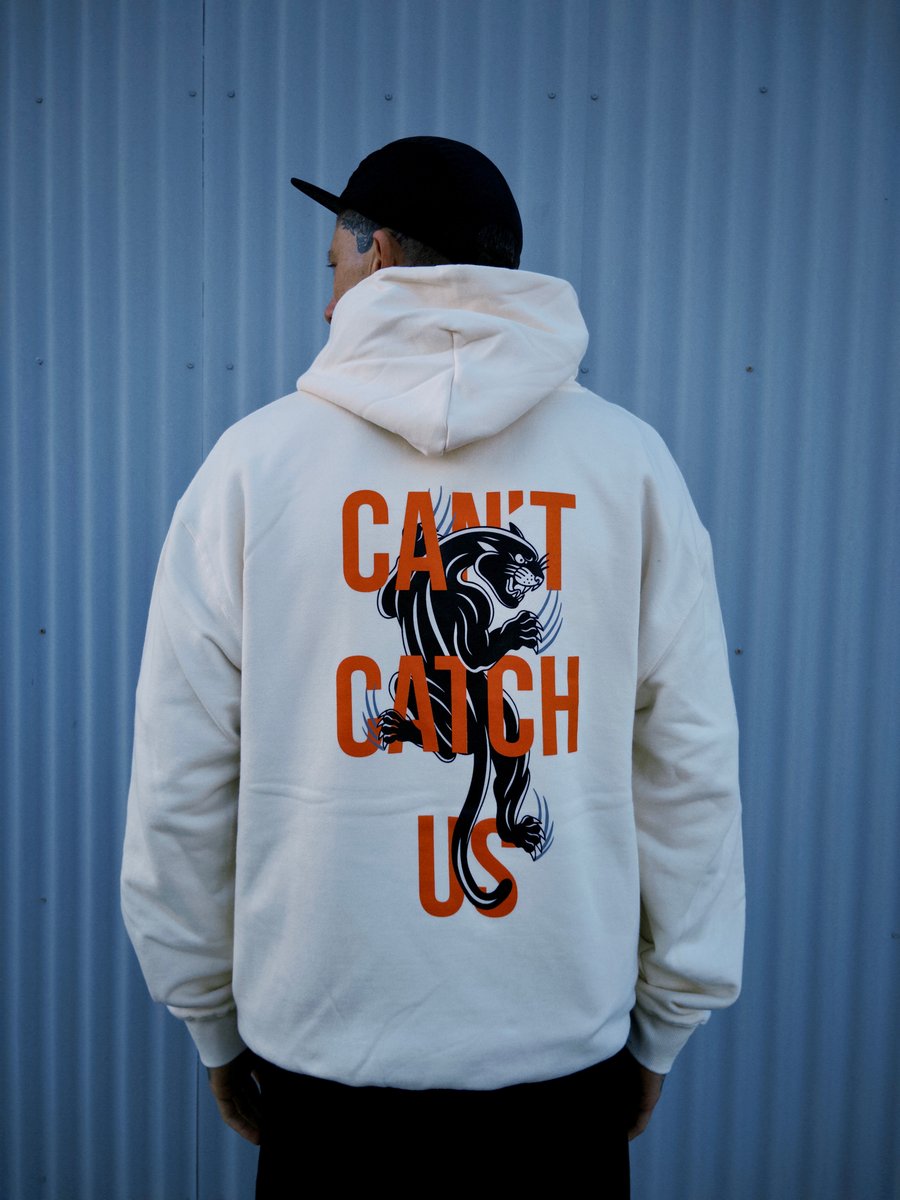 Image of Panther Can't Catch Us - Cream - Trainer Hoodie Ultra Heavy Weight 