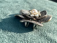 Image 2 of Chunky Silvertone Flower Pendant 