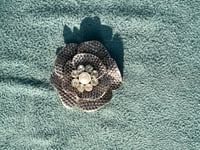 Image 1 of Chunky Silvertone Flower Pendant 