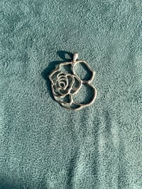 Silvertone Rose Pendant