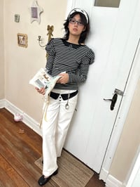 Image 5 of Double Waistband Peter Pan Collar Straight Leg Pants