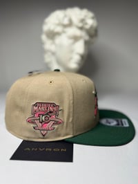 Image 2 of Florida Marlins Snapback Hat (Brown/Green)