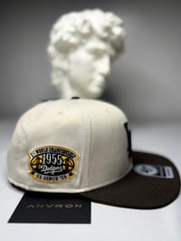 Image 2 of Los Angeles Snapback Hat (White/Brown)
