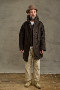 Image 6 of FISHERMAN COAT in Heavy weight Wax Cotton - Dark Chocolate 