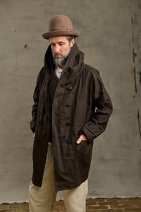 Image 15 of FISHERMAN COAT in Heavy weight Wax Cotton - Dark Chocolate 