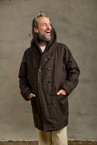 Image 2 of FISHERMAN COAT in Heavy weight Wax Cotton - Dark Chocolate 