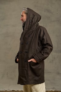 Image 5 of FISHERMAN COAT in Heavy weight Wax Cotton - Dark Chocolate 