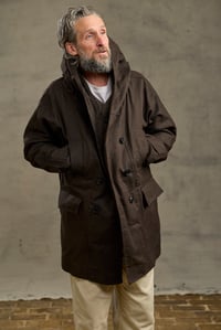 Image 19 of FISHERMAN COAT in Heavy weight Wax Cotton - Dark Chocolate 