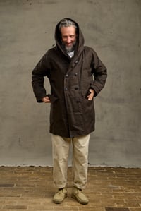 Image 21 of FISHERMAN COAT in Heavy weight Wax Cotton - Dark Chocolate 