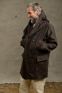 Image 3 of FISHERMAN COAT in Heavy weight Wax Cotton - Dark Chocolate 