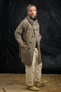 Image 3 of FISHERMAN COAT in Light weight Wax Cotton - Distressed Elephant 