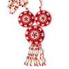 Beaded Medallion Necklace (Red Stars)