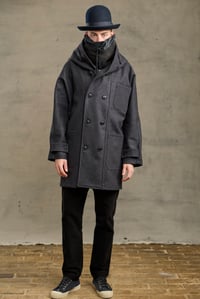 Image 1 of FISHERMAN Long wool Coat - Charcoal wool 