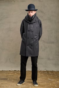 Image 3 of FISHERMAN Long wool Coat - Charcoal wool 