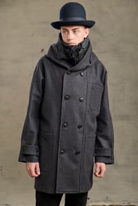Image 5 of FISHERMAN Long wool Coat - Charcoal wool 