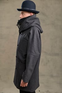 Image 6 of FISHERMAN Long wool Coat - Charcoal wool 