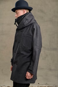Image 7 of FISHERMAN Long wool Coat - Charcoal wool 