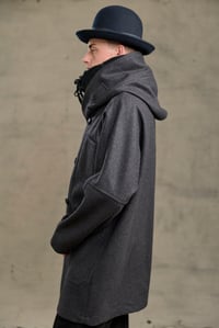 Image 8 of FISHERMAN Long wool Coat - Charcoal wool 