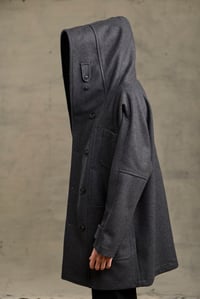 Image 9 of FISHERMAN Long wool Coat - Charcoal wool 