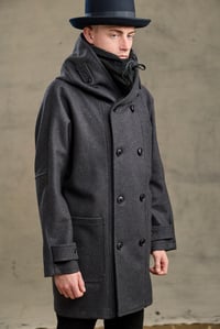 Image 11 of FISHERMAN Long wool Coat - Charcoal wool 