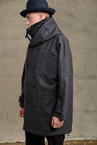 Image 14 of FISHERMAN Long wool Coat - Charcoal wool 