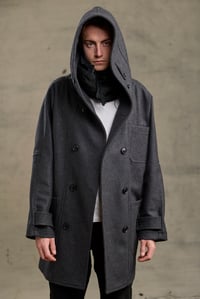 Image 20 of FISHERMAN Long wool Coat - Charcoal wool 
