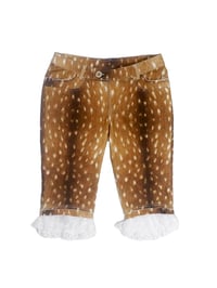 Image 8 of Two-tone lace patchwork mid-length pants