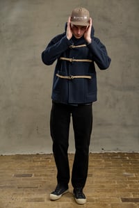 Image 4 of Fisherman  wool Short TOGGLE Coat - Navy *Last L available £490.00