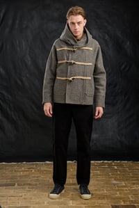 Image 1 of Fisherman  wool Short TOGGLE Coat - Biscuit Grey  £490.00